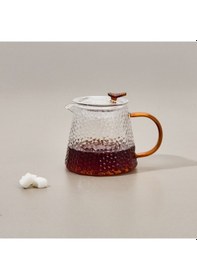 Resim Tohanaa Borosilikat Cam Bitki Çayı Demliği - Şeffaf / Turuncu - 500 Ml Renkli 