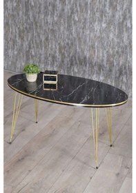 Resim Uslucan Alışveriş Orta Sehpa Elips Çift Gold Bendir Tel Çok Renkli 