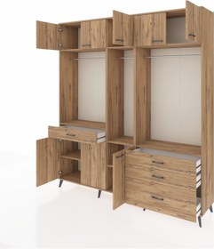 Resim Hyperion Dolap 8 Raflı 4 Çekmeceli 3 Askılı 220x44x243 Çam-çam/çam Atlas Çam/atlas Çam 