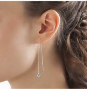 Resim Argentum Concept - Mavi Zirkon Taşlı Gümüş Zincir Küpe 