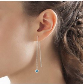 Resim Argentum Concept - Mavi Zirkon Taşlı Gümüş Zincir Küpe 