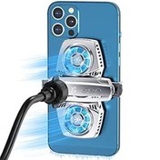 Resim LiLiTok Cep telefonu soğutucu Dual RGB fan, cep telefonu oyunu için, LED radyatör, Xiaomi iPhone Gaming cep telefonu soğutucu, Pubg Genshin Impact Live Streaming için soğutucu (gümüş) 