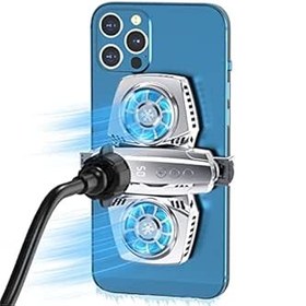 Resim LiLiTok Cep telefonu soğutucu Dual RGB fan, cep telefonu oyunu için, LED radyatör, Xiaomi iPhone Gaming cep telefonu soğutucu, Pubg Genshin Impact Live Streaming için soğutucu (gümüş) 