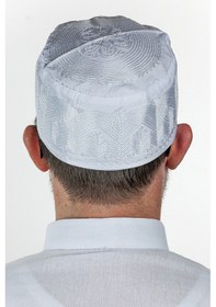 Resim Topbaş Nakış Desenli Kalıp Kumaş Takke Beyaz 