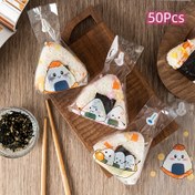 Resim 50 adet Sevimli Karikatür Onigiri Sushi Çantaları, Üçgen Pirinç Topu Ambalaj Çantaları Kendinden Kapamalı Kapatma ile, Evde Yapılan Sushi için Tek Kullanımlık Plastik Bento Aksesuarları, Nori Ambalaj Kalıbı Çantası 