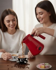 Resim JASPER Kırmızı Közde Kahve Özellikli Elektrikli Cezve-plastik Türk Kahve Makinesi 