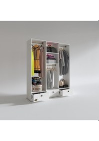 Resim Kenzlife Giysi Dolabı 3 Bölmeli 3 Çekmeceli Hamit150 Byz Dolap Kapaksız 