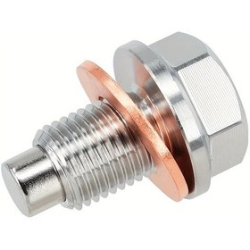 Resim Fochsia M12 X 1.25 Manyetik Paslanmaz Çelik Karter Tapası Kırmızı Bakır Contalı Honda Nissan Infiniti Ford Gm Hyundai 