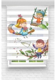 Resim Perdecizade Enxboy Sevimli Çocuklar Dijital Baskılı Zebra Perde-cocuk Odası-stor Perde Pz-2569 Renkli 