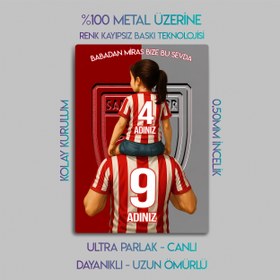 Resim Samsunspor Baba Kız Çocuk - Kişiselleştirilebilir Metal Tablo - M (20x30) / 0.50 mm / Çift Taraflı Tablo Bant 