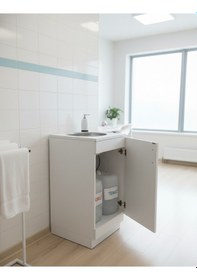 Resim Tekerlekli Taşınabilir Seyyar Lavabo Beyaz 