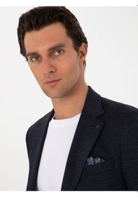 Resim Cacharel Lacivert Slim Fit Mikro Desen Yün Karışımlı Takım Elbise 