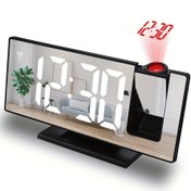 Resim USB Güçlü Büyük 3D LED Ayna Saat, Sıcaklık Göstergesi ve Otomatik Parlaklık - Yatak Odası ve Oturma Odası için Şık Siyah Tasarım, Pil Dahil, Hafıza Zaman Fonksiyonu, ABS Malzeme, Oturma Odası Dekoru | Şık Modern Saat | Benzersiz Tasarımlı Saat 