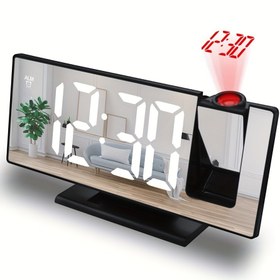 Resim USB Güçlü Büyük 3D LED Ayna Saat, Sıcaklık Göstergesi ve Otomatik Parlaklık - Yatak Odası ve Oturma Odası için Şık Siyah Tasarım, Pil Dahil, Hafıza Zaman Fonksiyonu, ABS Malzeme, Oturma Odası Dekoru | Şık Modern Saat | Benzersiz Tasarımlı Saat 