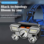 Resim USB Şarj Edilebilir Taktiksel Kafa Lambası, 5 Modlu Parlaklık, 90° Ayarlanabilir Kafa Desteği ve USB Kablosu - Taşınabilir Madencilik Çalışma Lambası, Lityum Pil Gücüyle Çalışır, Su Geçirmez, Dış Mekan Aktiviteleri, Kamp ve Acil Durum Kullanımı İçin İdeal, Kamp Kafa Lambası|Ayarlanabilir Kafa Lambası|Dayanıklı Kafa Lambası, Kamp Kafa Lambası 