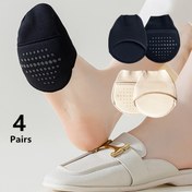 Resim 4 Çift Kadınlar için Yumuşak Dolgulu Kaydırmaz Görünmez Yarım Topuklu Çorap, Yüksek Topuklu Ayakkabı ve Spor Ayakkabılara Uygun 