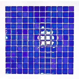 Resim MozaiKristaL Havuz ve Tüm Yüzeyler Için, Suya ve Isıya Dayanıklı 2,5x2,5cm. Lüsterli Mavi, 31,5X31,5CM. Fileli Cam Mozaik 