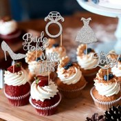 Resim 12 adet Kalp Halkaları ve Elbiseler ile Glitter Gelinlik Cupcake Üstleri - Zarif Düğün, Nişan, Bekar Parti Süsleri, Bambu, Güç Gerektirmez, Tüy Olmayan, Gelin Duşu Duyuruları ve Yaratıcı Atmosfer Kurulumu için Mükemmel, Düğün Süslemesi 