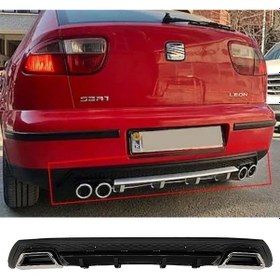 Resim Seat Leon Mk1 Uyumlu Siyah Difüzör Çiftli Kare Egzoz Görünümlü D Tip Difizör 