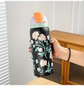 Resim Willowhaven Siyah 1000ml Paslanmaz Çelik Çiçek Desenli Termos Matara 