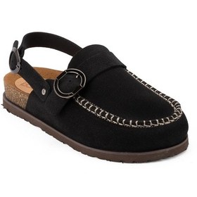 Resim Kadın Hakiki Süet Deri 4,5cm Topuklu Rahat Kalıp Günlük Sandalet Siyah 