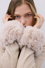 Resim Tüy Dokulu Bej Kürk Kolluk - BEJ / STD 