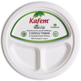 Resim Kafem Ekolojik 3 Gözlü Karton Tabak 25 Adet 