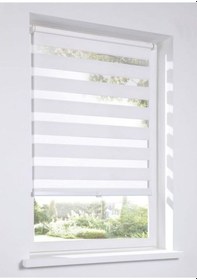 Resim Kidmex Beyaz Bambu Zebra Stor Güneşlik Perde 