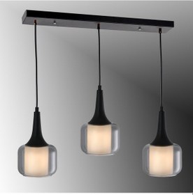 Resim Tt603-3s-fullsy Tt Ayd. Mat Siyah 3 Lü Silindir Çift Camlı Avize Siyah - Bal Cam 