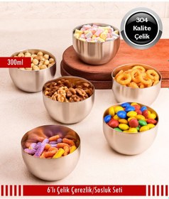 Resim Steel&More Çelik Sosluk 6 Parça Çerezlik Seti - 9cm Gri 