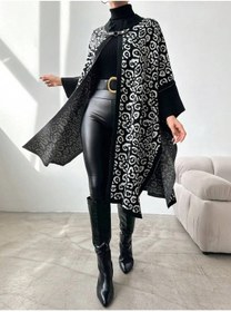 Resim 02Lady Fashion kadın leopar desenli triko panço 