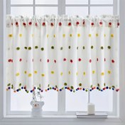 Resim 1 adet Modern Sanat Renkli Altlı Top İşlemeli Tül Kısa Perdeler - Çubuk Cebi, Voile Şeffaf Tassel, Polyester, Tüm Mevsim Ev Dekoru için Oturma Odası, Yatak Odası ve Daha Fazlası, Yatak Odası Dekoru | Modern Sanat Perdeleri | Polyester Perdeler 