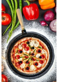 Resim Olivin Döküm Granit Pizza Gözleme Tavası Siyah 