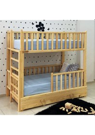 Resim Markaawm Markaawm Montessori Yatak Merdivenli Ahşap Ranza Çekmeceli Akçaağaç 