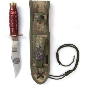 Resim Bordo Saplı Komando Bıçağı Asker Dağcı Avcı Büyük Boy Bıçak Bordo 