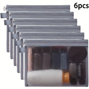 Resim 6 Adet Büyük Seyahat Kozmetik Çantaları, Şeffaf Ağlı Büyük Kapasiteli Müshüde Depolama Çantaları, Taşınabilir Basit Tuvalet Çantası Depolama Çantaları 