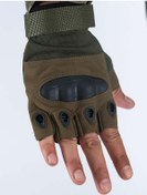 Resim COMBAT Tactical Outdoor Kesik Parmaksız Eldiven Asker Polis Sporcu Bisikletçi YEŞİL Kemik Eldiveni 