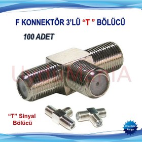 Resim F T Konnektör 3'lü Sinyal Bölücü 100 Adet 