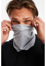 Resim Butikgiz Erkek 4 Fonksiyonlu Koruyucu Pamuklu, Esnek, Terletmez, Bandana, Boyunluk, Maske - Tek Ebat / Açık Gri Açık Gri 