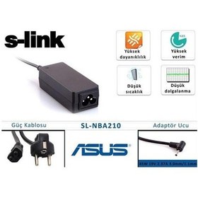 Resim Necipbilgisayarltd S-Link Sl-Nba210 45W 19V 2.37A 3.0 MM/1.1 MM Asus Uyumlu Ultrabook Standar 