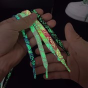 Resim 1 Çift Moda Desen Baskı Luminous Ayakkabı Bağcıkları - Sneaker, Kanvas Ayakkabılar için Uygun Floresan Ayakkabı Bağcıkları 