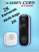 Resim WİFİCAM 2K Kameralı Wifi Akıllı Kapı Zili Geniş Açı Lens-Görüntülü Görüşme-Kayıt-Hareket Algılama 