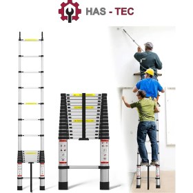 Resim HAS - TEC 5 Metre 14 Basamaklı Düz Uzayan Alüminyum Teleskopik Merdiven 
