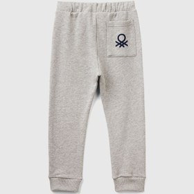 Resim Benetton Erkek Bebek Gri Melanj Arka Cebi Logo Eşofman Altı - 12-18 Ay 