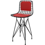 Resim Knsz ufak boy tel bar sandalyesi 1 li uslu syhkrm sırt minderli 55 cm oturma yüksekliği mutfak bahçe cafe ofis 