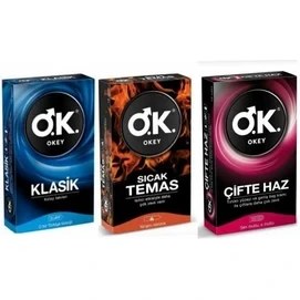 Resim Okey Prezervatif Klasik 10 Lu + Sıcak Temas 10 Lu + Çifte Haz 10 Lu 