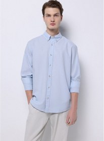 Resim Colin's Colins Regular Fit Shirt Neck Düz Erkek Mavi Uzun Kol Gömlek Cl1074489 Q1.v1 Lbl Açık Mavi 