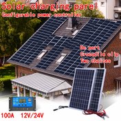 Resim 1 adet/2 adet güneş enerjili şarj cihazı ve şarj kiti, timsah klipsli taşınabilir güneş şarj cihazı, DC18V çıkışlı, 12V/24V güç kontrolcülü, bahçe, kamp ve açık hava enerji istasyonları için acil durum güç kaynağı olarak ideal 