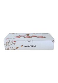 Resim Keramika Kuş Dekorlu Stackable Çay Takımı 8 Parça 5 Adet Renkli 