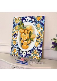 Resim Sayılarla Boyama Seti 40 X 50 Cm Tuval Şasesine Gerili Tabaktaki Limonlar 